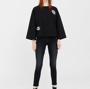 BNWT Mango black crystals boxy sweatshirt